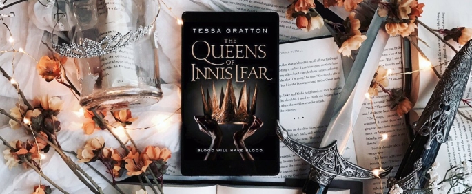 cover of tessa gratton's the queens of innis lear, a YA rewrite of Shakespeare's King Lear